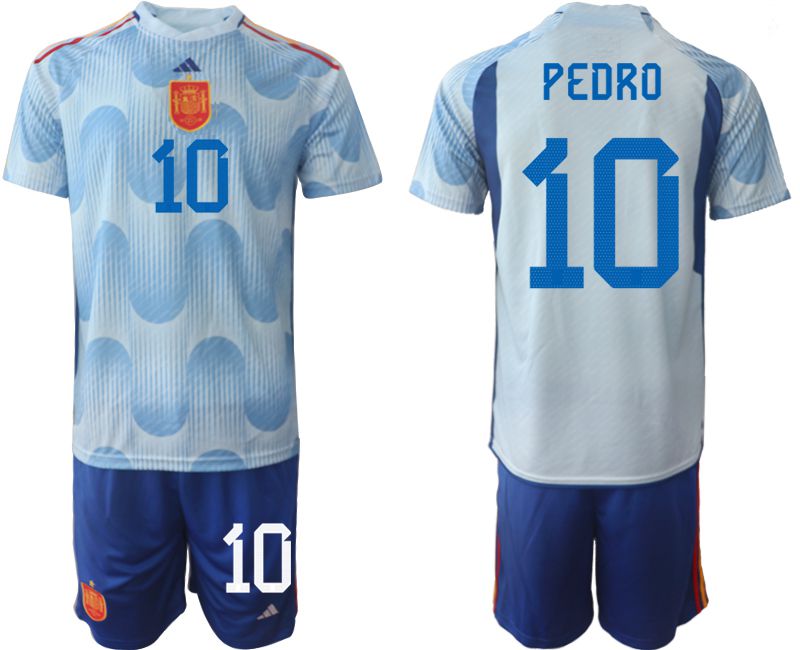 Men 2022 World Cup National Team Spain away blue #10 Soccer Jerseys->portugal jersey->Soccer Country Jersey